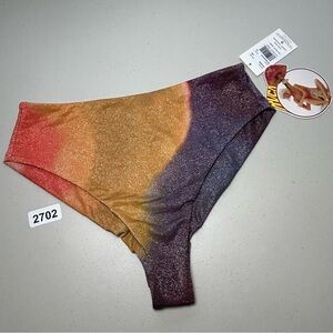 RVCA Bikini Bottom Small Multicolor Trippy Dana High Rise Cheeky New